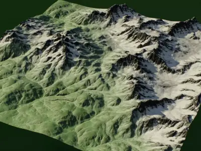 Large Mountains Realistic Terrain 4k PBR Landscape Low-poly 3D model