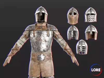 Medieval Collection Crude Armor and Helmets 3D Model Pack