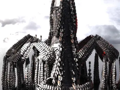 Horror Dark SpineTowers Town Kitbash 4 3D model