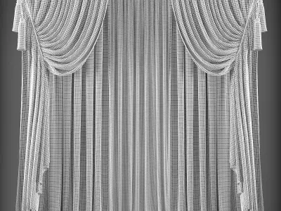 Curtain with drapes Low-poly 3D model