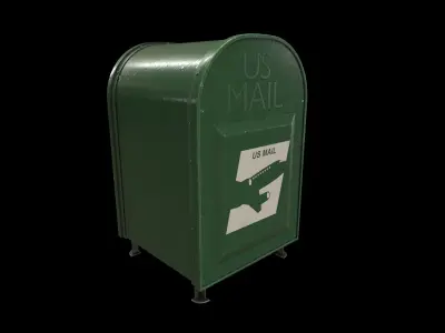 Realistic US Post Box Low-poly 3D model