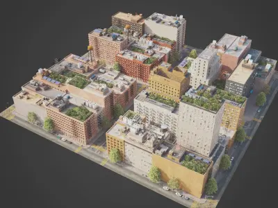 Realistic City District A6-A15 MAYA Low-poly 3D model