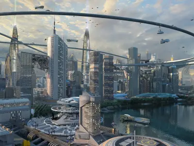 Modern science fiction future architecture  3D model