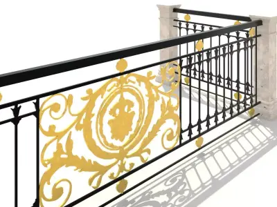 Metal Neoclassical Railing 4 Free 3D model