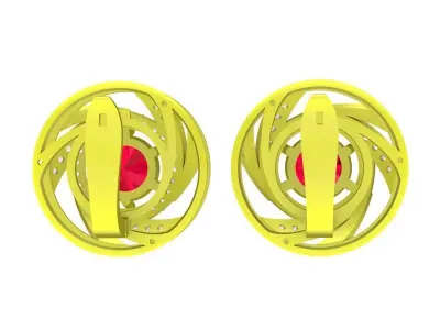 Luxury Swirl Halo Gemstone Stud Earrings Jewelry Design 6742 3D print model