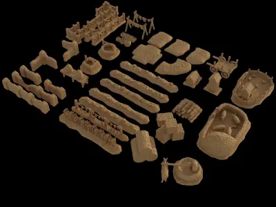 Modular Farmland Pack Tabletop Terrain 28 MM 3D print model
