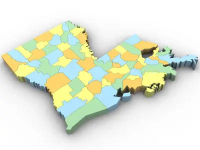 Louisiana Political Map 3D model