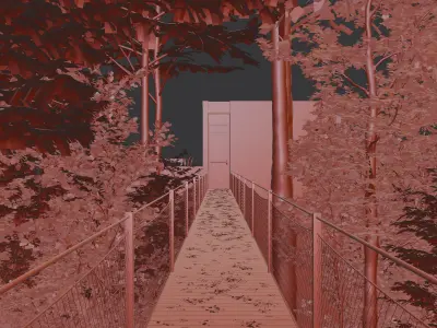 Exterior House and Bridge 3d scene 3D model