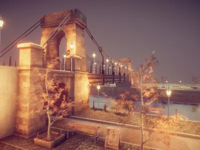 Gate Bridge Low-poly 3D model