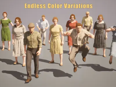 Soviet Citizens Low-poly 3D model