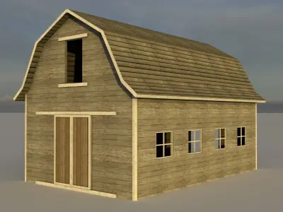 Simple Barn Low-poly 3D model