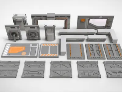 sci-fi Architecture kitbash 32 3D model