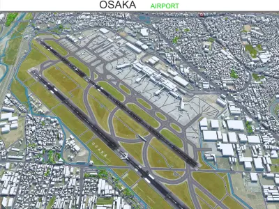 Osaka Airport 10km Low-poly 3D model