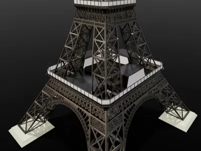 Detailed Eiffel Tower 3D Model Low-poly 3D model