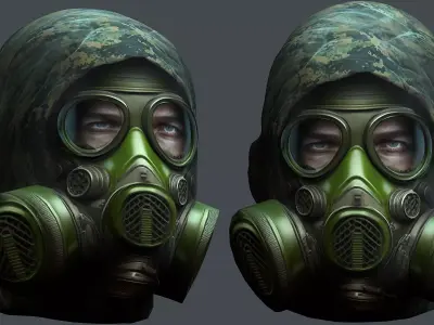 Gas mask helmet 3d model military combat Low-poly Low-poly 3D model