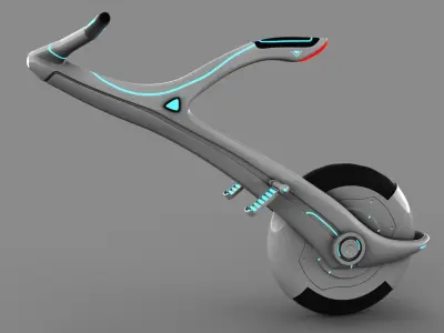 Sci-fi Monowheel Scooter Low-poly 3D model