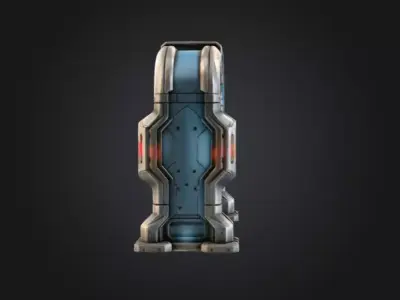 Futuristic Security Gate Low-poly 3D model