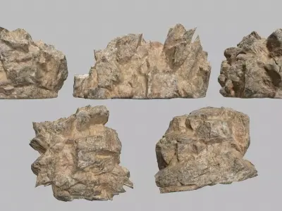 Rock Set Low-poly 3D model