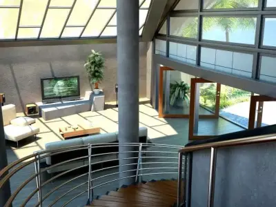 Two Floor Living Room Scene 3D model