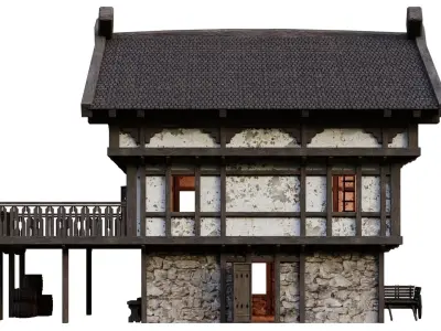 Old Medieval Building House 4K Textures GameReady 51 Low-poly 3D model