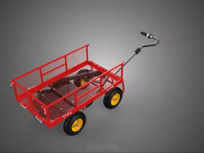 ELECTRIC BATTERY POWERED MESH GARDEN CART TROLLEY WAGON TRAILER 3D model