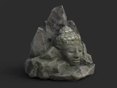 Rock Buddha 1004 - Grey Jagged Stone Low-poly 3D model