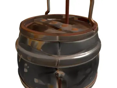 Rusty Damaged Industrial Metal Barrel Low-poly 3D model