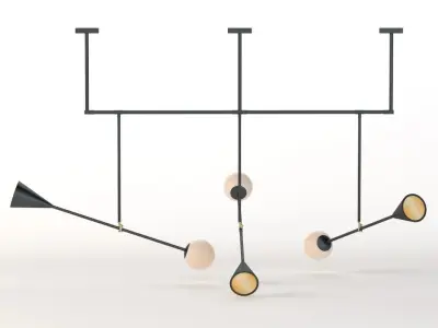 Trio Spear Light Contemporary Chandelier 3D model