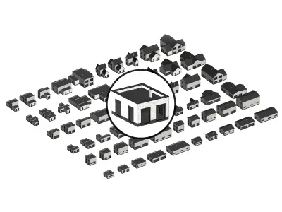 Full parametric HOUSE created in Revit Family Low-poly 3D model