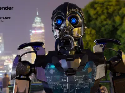 Sci fi Robot Character Low-poly 3D model