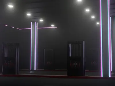 Gas station Cyberpunk Style Free low-poly 3D model