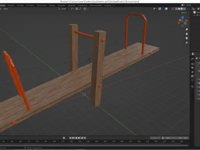 Wooden Seesaw Teeter Totter - 02 Playground Low-poly 3D model