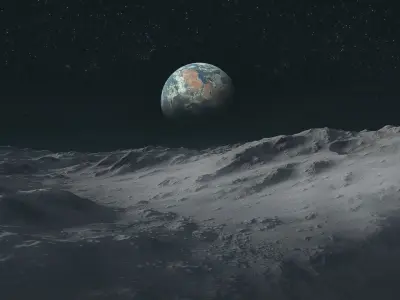 Large-Scale Moon Environment Low-poly 3D model