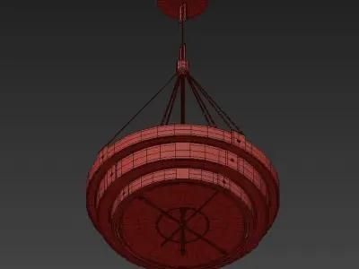Chandelier modern pendant light in brass and glass 3D model
