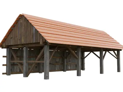 Barn Low-Poly Hambar Romania Free low-poly 3D model