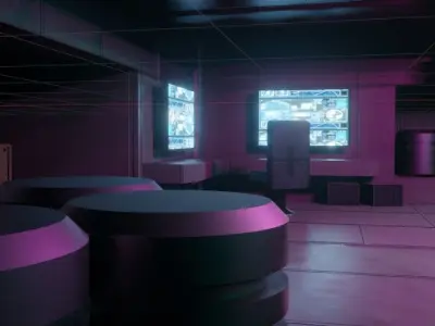 Sci-fi laboratory room environment model Low-poly 3D model