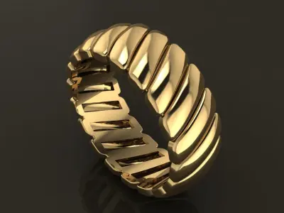 Ribbed Multi Vertical Tilt Line Band Mix Size 3D print model