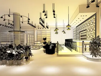 Business Restaurant - Coffee - Banquet  105 3D model