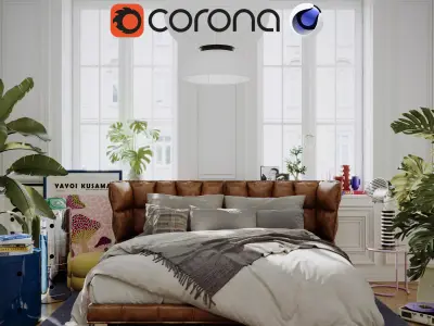 The Artist House interior project 3d Model - Cinema4d- Corona 3D 3D model