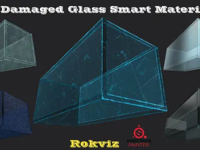 15 Damaged Glass Smart Materials and PBR textures Texture