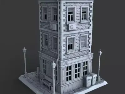 Stylized 3D Low Poly Building  Game Ready Asset  3D print model
