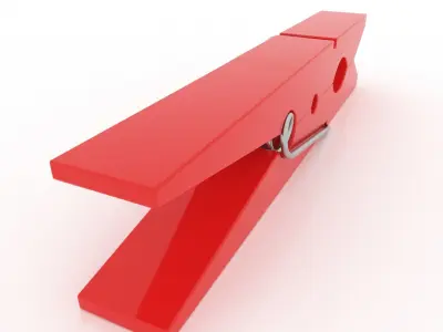 CLOTHES PEG RED PLASTIC Low-poly 3D model