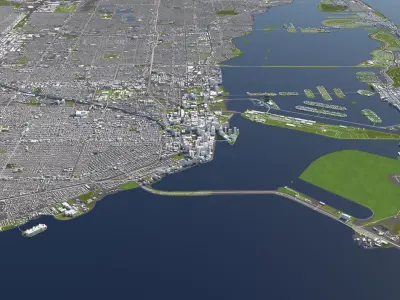 Miami 50x50km 3D Model City 3D Map 3D model