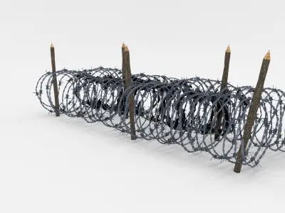 Low Poly Barb Wire Obstacle Low-poly 3D model
