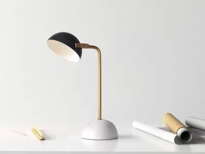 Moshe  White Brass Desk Lamp 3D model