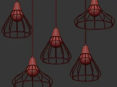 GRID4 modern cage pendant lights for living room 3D model