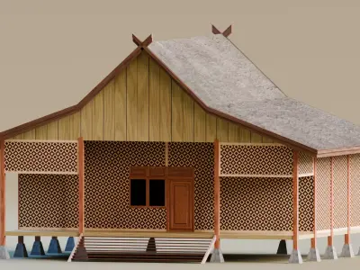 Traditional Houses - Rumah Sunda Capit Gunting Low-poly 3D model