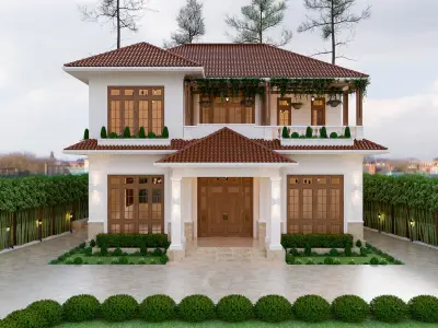 Villa scene 3D model