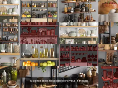 5 kitchen accessories collections vol 3 3D Model Pack