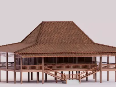 Traditional Houses - Rumah Limas Low-poly 3D model